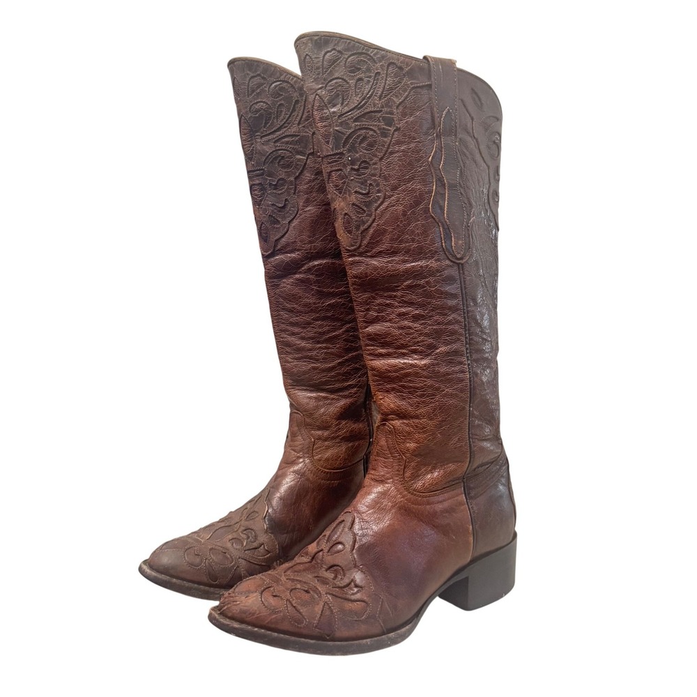 Johnny Ringo Western Cowboy Boots‎ Brown Leather Women Size 7 B